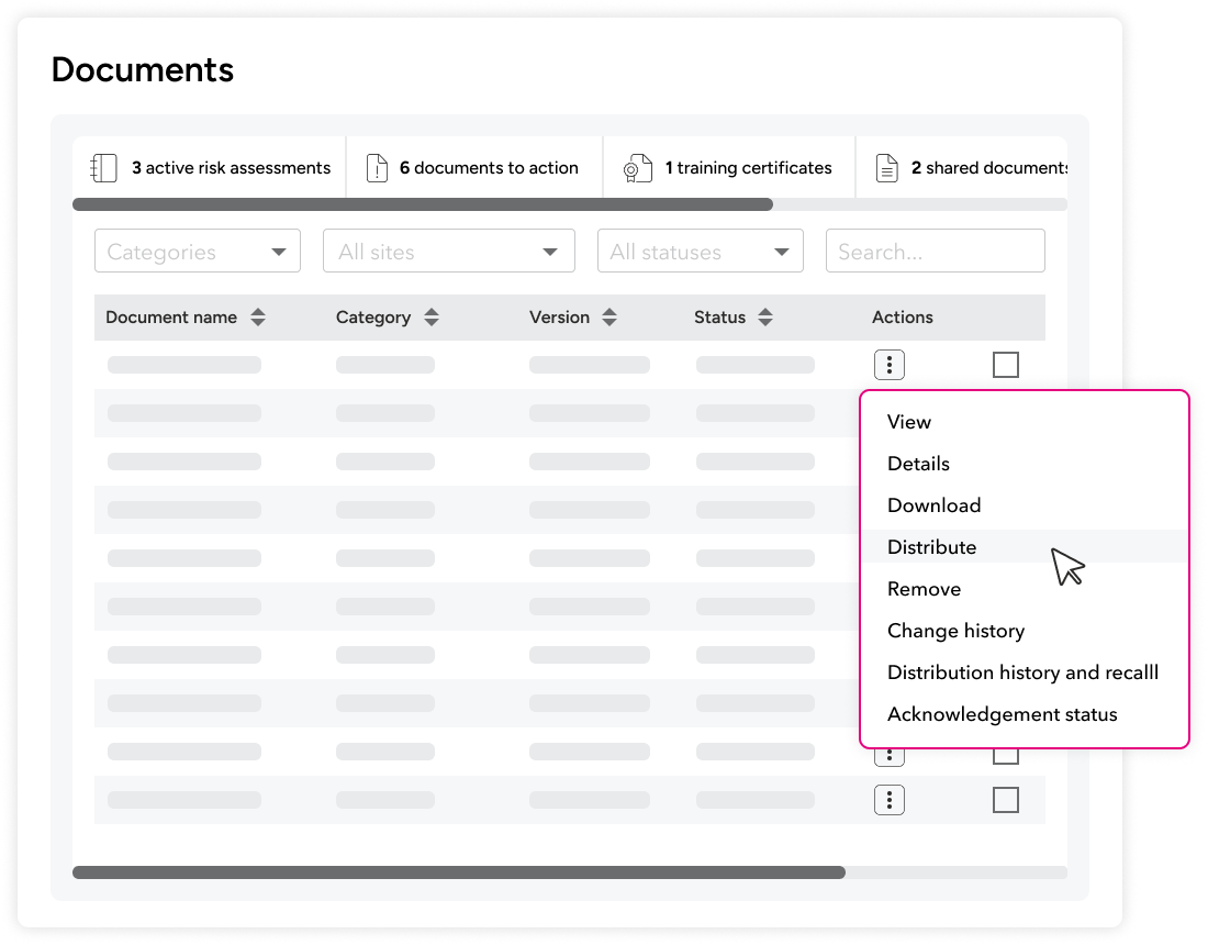 A screen showcasing the documents platform.