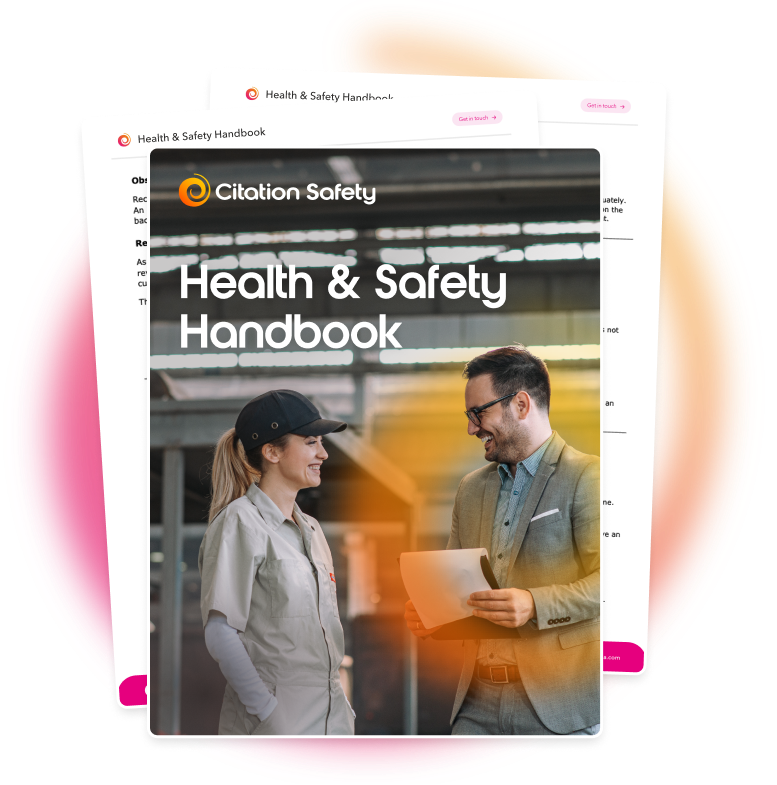 File mockup of a health and safety handbook.