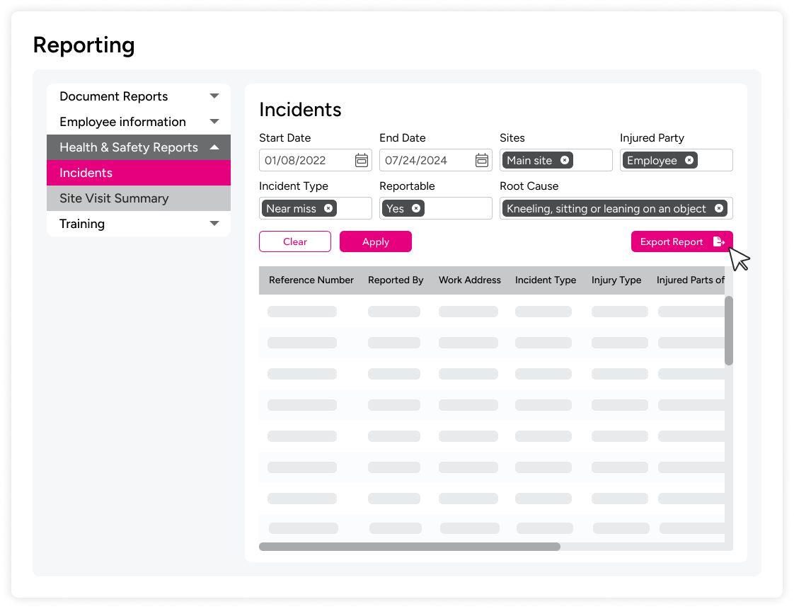 A screen showcasing the reporting platform.