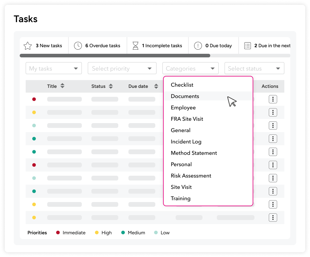 A screen showcasing the tasks platform.