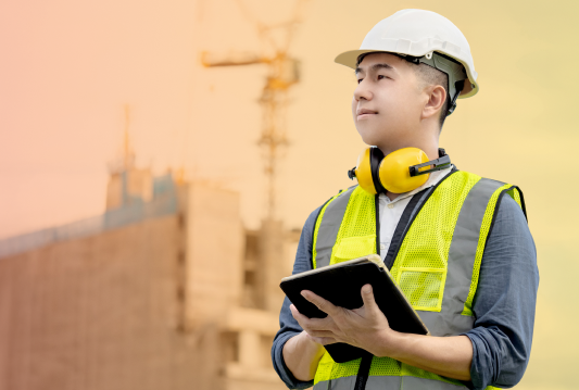 Young worker on a construction site